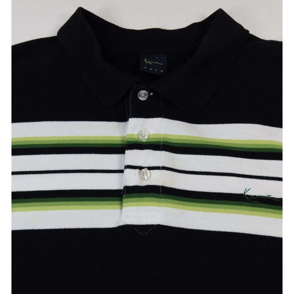 Vintage Y2K Karl Kani Polo Shirt Men's 4XB Big & Tall Green Striped Long Sleeve - Picture 6 of 14